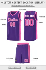 Purple Pink-White Side Splash Basketball Jersey 2