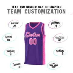 Purple Pink-White Side Splash Basketball Jersey 4