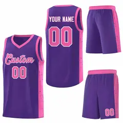 Purple Pink-White Side Splash Basketball Jersey 6