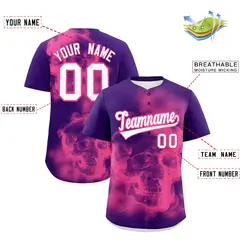 Purple Pink White Skeleton Graffiti Baseball Jersey 2