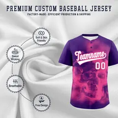 Purple Pink White Skeleton Graffiti Baseball Jersey 4