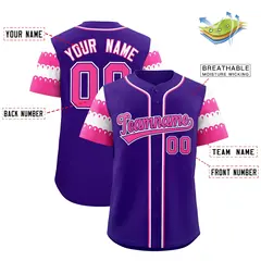 Purple Pink White Sleeve Flag Lace Baseball Jersey 2