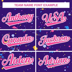 Purple Pink White Splash Graffiti Striped Baseball Jersey 3