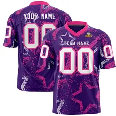 Purple Pink-White Star Graffiti Authentic Football Jersey