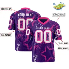 Purple Pink-White Star Graffiti Authentic Football Jersey 2