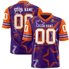 Purple Pink-White Star Pattern Authentic Football Jersey