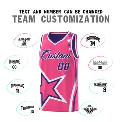 Purple Pink White Star Series Reversible Basketball Jersey 4