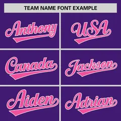 Purple Pink-White Stripe Raglan Two-Button Softball Jersey 3