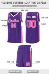Purple Pink-White Two-Tone Classic Basketball Jersey 2