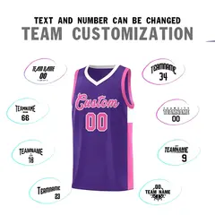 Purple Pink-White Two-Tone Classic Basketball Jersey 4