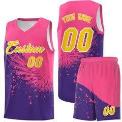 Purple Pink Wing Pattern Basketball Jersey Sports Uniform 1