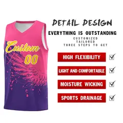 Purple Pink Wing Pattern Basketball Jersey Sports Uniform 2