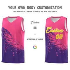 Purple Pink Wing Pattern Basketball Jersey Sports Uniform 3