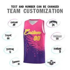Purple Pink Wing Pattern Basketball Jersey Sports Uniform 4