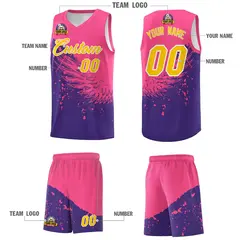 Purple Pink Wing Pattern Basketball Jersey Sports Uniform 5