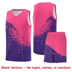 Purple Pink Wing Pattern Basketball Jersey Sports Uniform 7