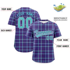 Purple Plaid Authentic Baseball Jersey 2