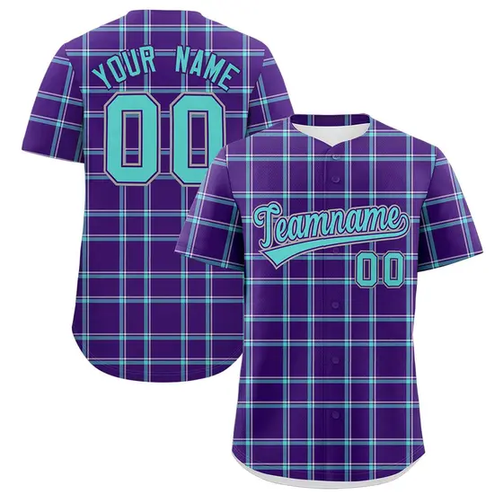 Purple Plaid Authentic Baseball Jersey