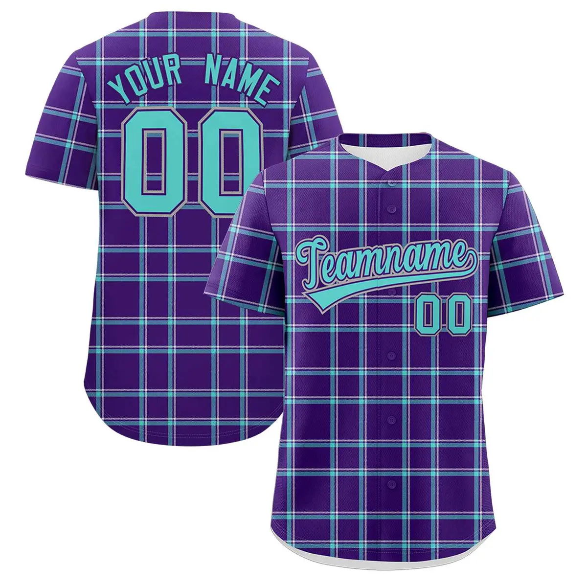 Purple Plaid Authentic Baseball Jersey