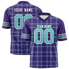 Purple Plaid Pattern Authentic Football Jersey