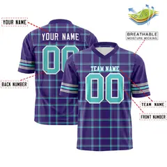 Purple Plaid Pattern Authentic Football Jersey 2