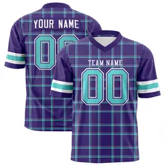 Purple Plaid Pattern Authentic Football Jersey