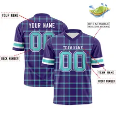 Purple Plaid Pattern Authentic Football Jersey 2