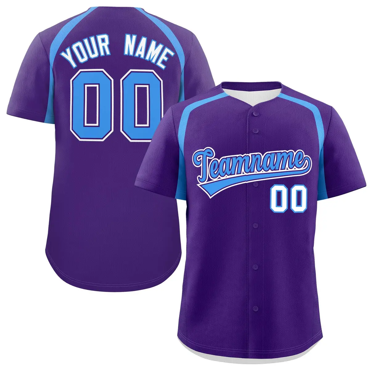 Purple Powder Blue Color Block Authentic Baseball Jersey