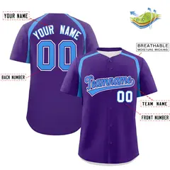Purple Powder Blue Color Block Authentic Baseball Jersey 2