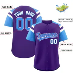 Purple Powder Blue Contrast Raglan Baseball Jersey 2
