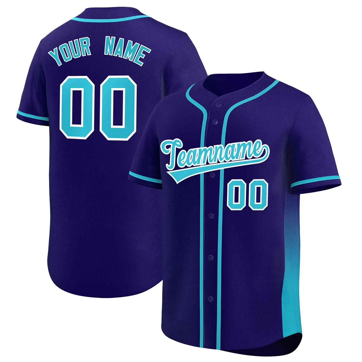 Purple Powder Blue Gradient Side Authentic Baseball Jersey