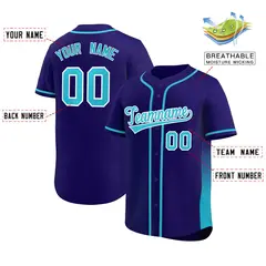 Purple Powder Blue Gradient Side Authentic Baseball Jersey 2