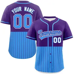 Purple Powder Blue Half Stripe Authentic Baseball Jersey 1