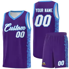 Purple Powder Blue Indians Pattern Basketball Uniform Jersey