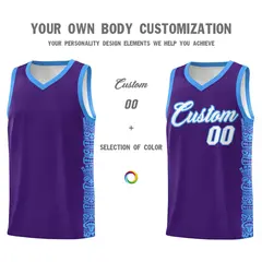 Purple Powder Blue Indians Pattern Basketball Uniform Jersey 3