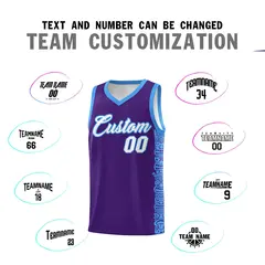 Purple Powder Blue Indians Pattern Basketball Uniform Jersey 4