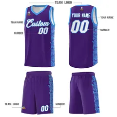Purple Powder Blue Indians Pattern Basketball Uniform Jersey 5