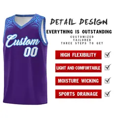 Purple Powder Blue Indians Print Basketball Uniform Jersey 2