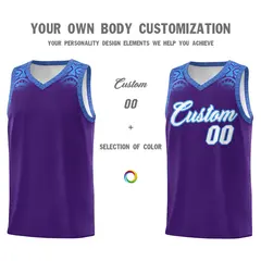 Purple Powder Blue Indians Print Basketball Uniform Jersey 3