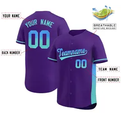 Purple Powder Blue Lt Green Gradient Side Baseball Jersey 2