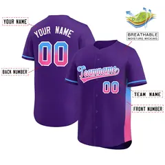 Purple Powder Blue Pink Gradient Side Baseball Jersey 2