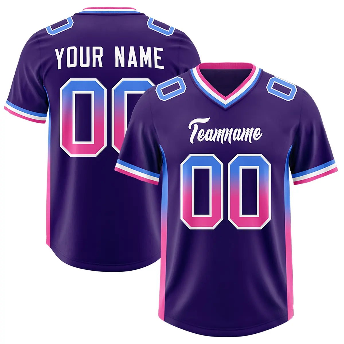 Purple Powder Blue Pink Gradient Sides Football Jersey