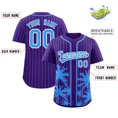 Purple Powder Blue Pinstripe Coconut Tree Baseball Jersey 2