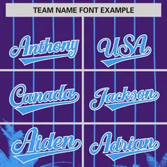 Purple Powder Blue Pinstripe Coconut Tree Baseball Jersey 3