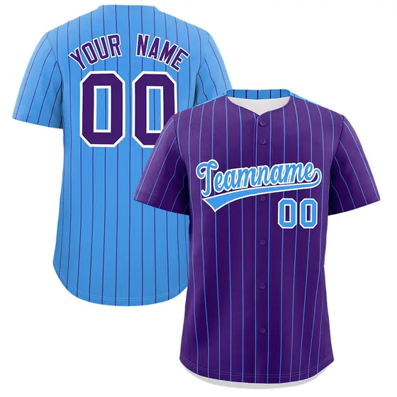 Purple Powder Blue Pinstripe Two-Tone Baseball Jersey