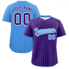 Purple Powder Blue Pinstripe Two-Tone Baseball Jersey 1