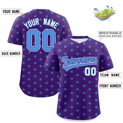 Purple Powder Blue Polka Dot Graffiti Baseball Jersey 2