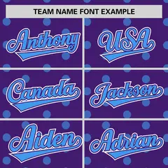 Purple Powder Blue Polka Dot Graffiti Baseball Jersey 3
