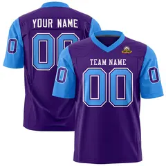 Purple Powder Blue Raglan Sleeves Authentic Football Jersey 1