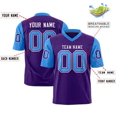 Purple Powder Blue Raglan Sleeves Authentic Football Jersey 2